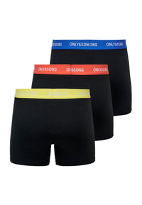 Only & Sons Boxershorts ONSFITZ SOLID im 3 Pack mit elastischem Bund und Logoprint