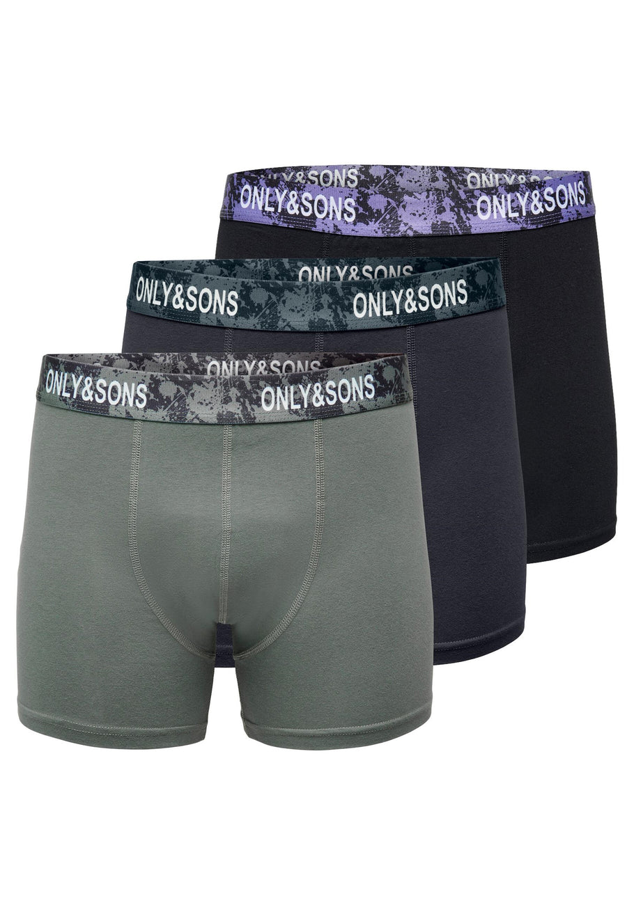 Only & Sons Boxershorts ONSFITZ PRINT im 3 Pack mit elastischem Bund und Logoprint