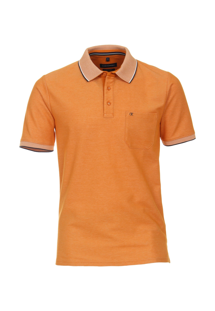CASA MODA Polo Kurzarmshirt mit Brusttasche und Kontraststreifen