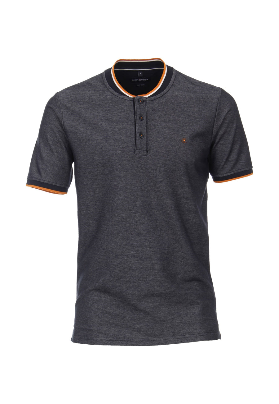 CASA MODA Polo Kurzarmshirt mit College-Kragen und Kontraststreifen