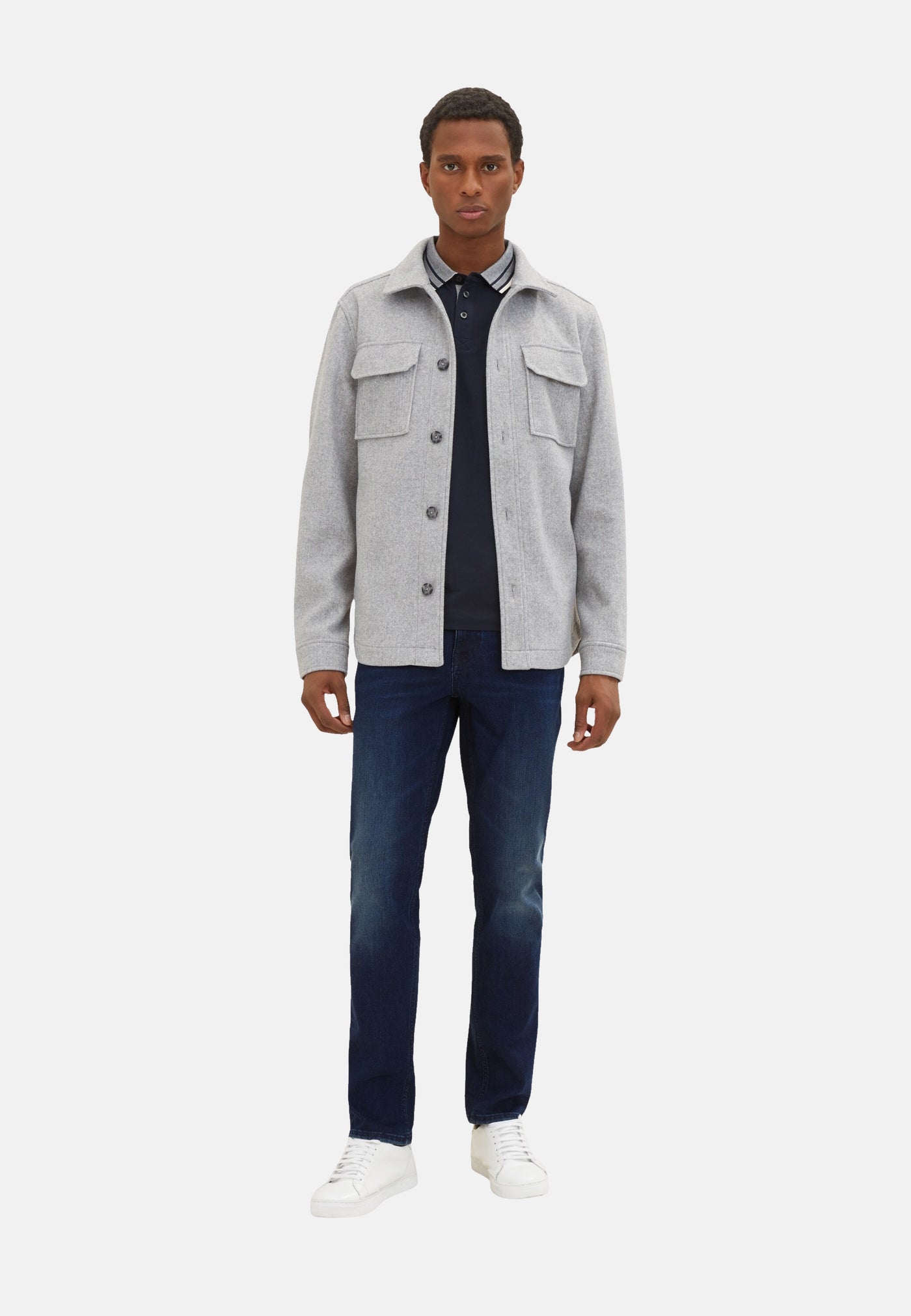 Tom Tailor Basic Polo Kurzarmshirt mit Kontraststreifen und Logo-Print