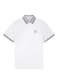 Tom Tailor Basic Polo Kurzarmshirt mit Kontraststreifen und Logo-Print