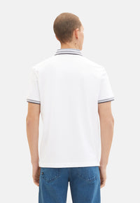 Tom Tailor Basic Polo Kurzarmshirt mit Kontraststreifen und Logo-Print