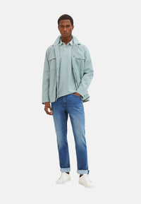 Tom Tailor Basic Polo Kurzarmshirt mit Kontraststreifen und Logo-Print