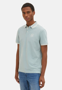 Tom Tailor Basic Polo Kurzarmshirt mit Kontraststreifen und Logo-Print