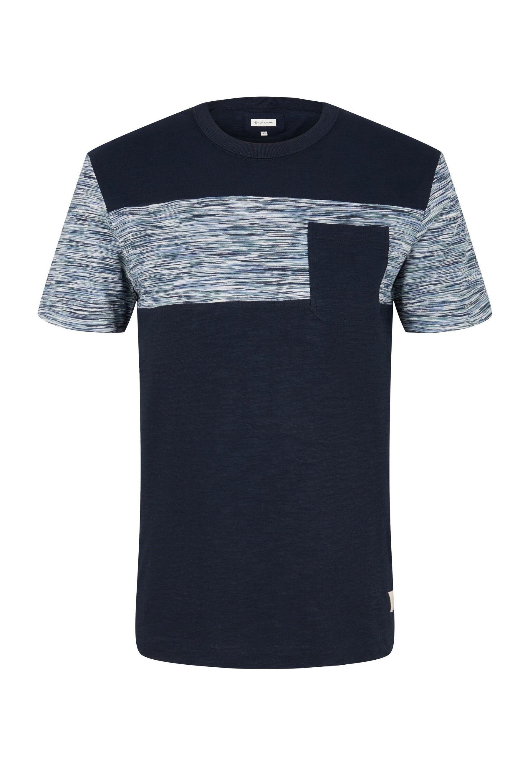 Tom Tailor Kurzarmshirt mit Einsatz in Melange-Optik und Brusttasche