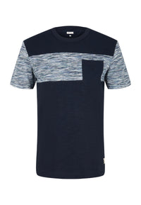 Tom Tailor Kurzarmshirt mit Einsatz in Melange-Optik und Brusttasche