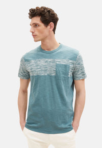 Tom Tailor Kurzarmshirt mit Einsatz in Melange-Optik und Brusttasche