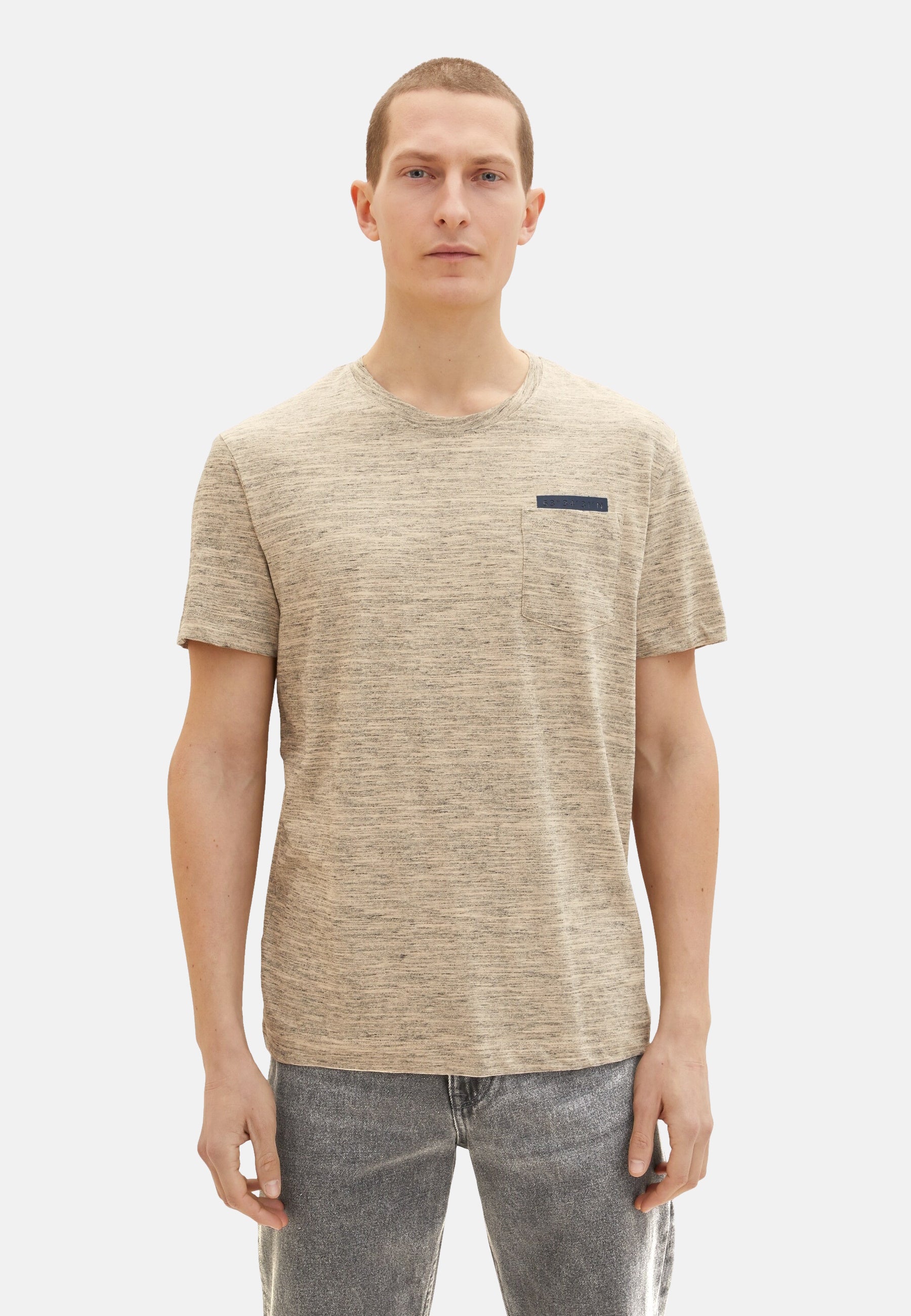 Tom Tailor Kurzarmshirt in Melange-Optik mit Brusttasche