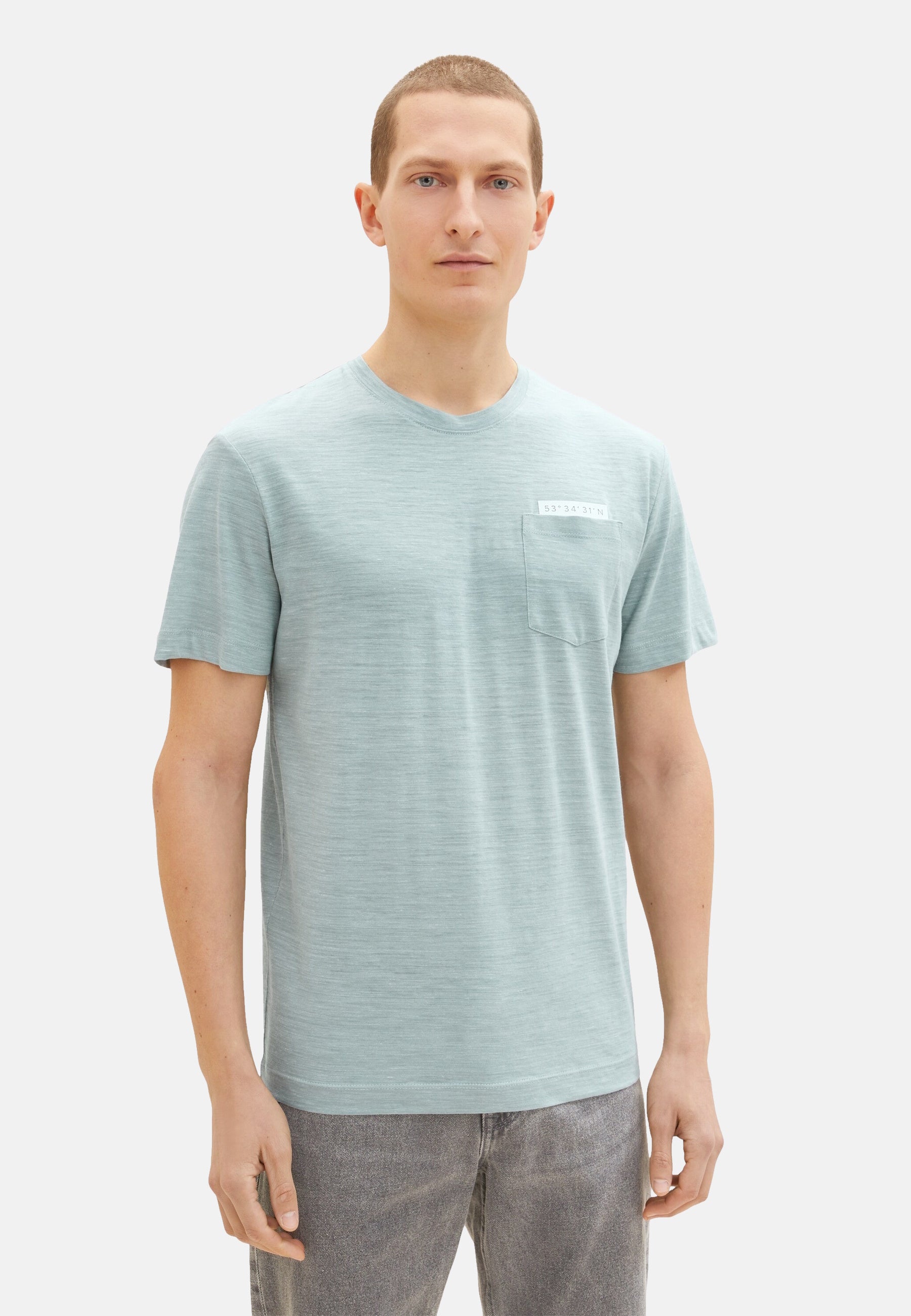 Tom Tailor Kurzarmshirt in Melange-Optik mit Brusttasche