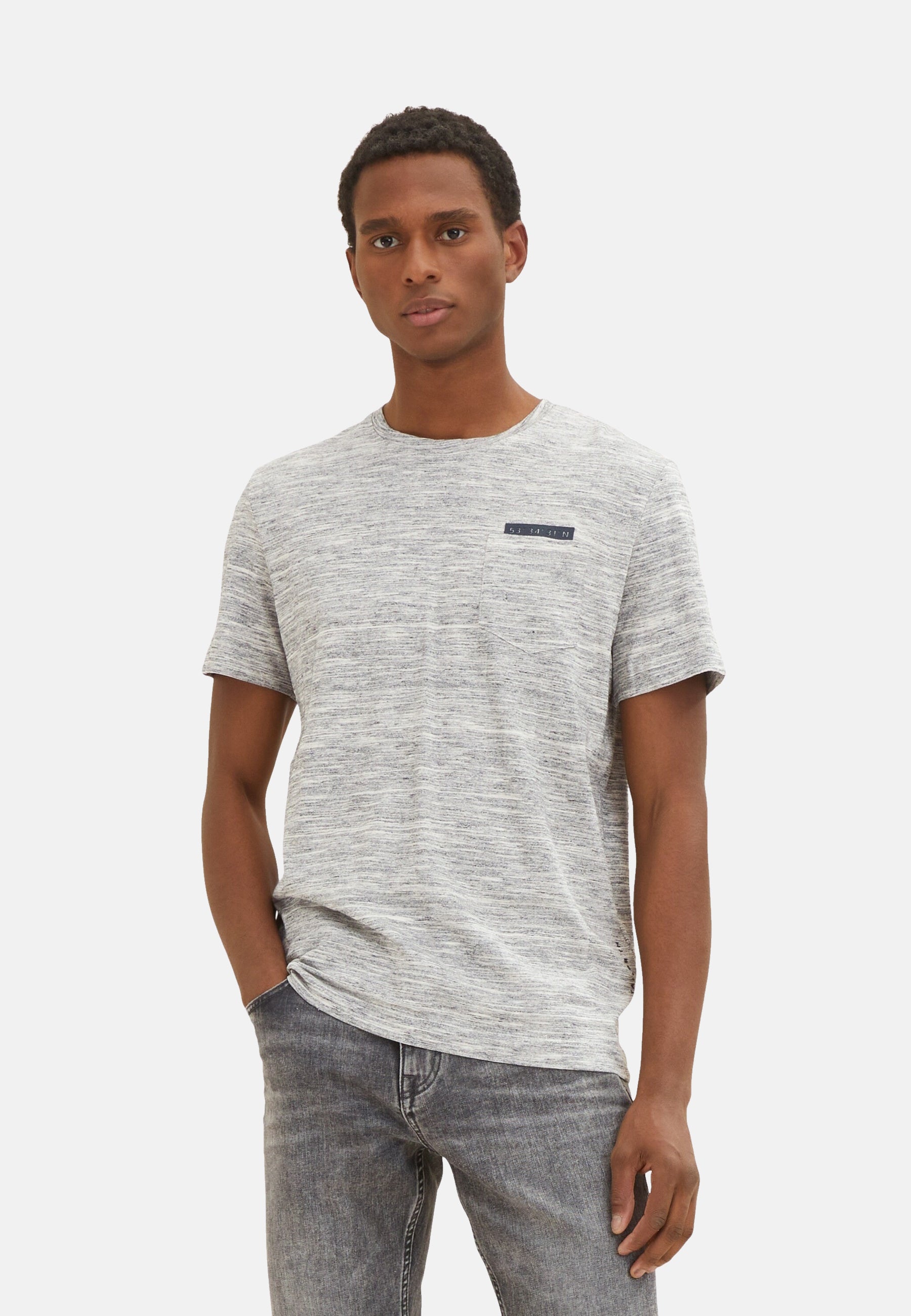 Tom Tailor Kurzarmshirt in Melange-Optik mit Brusttasche