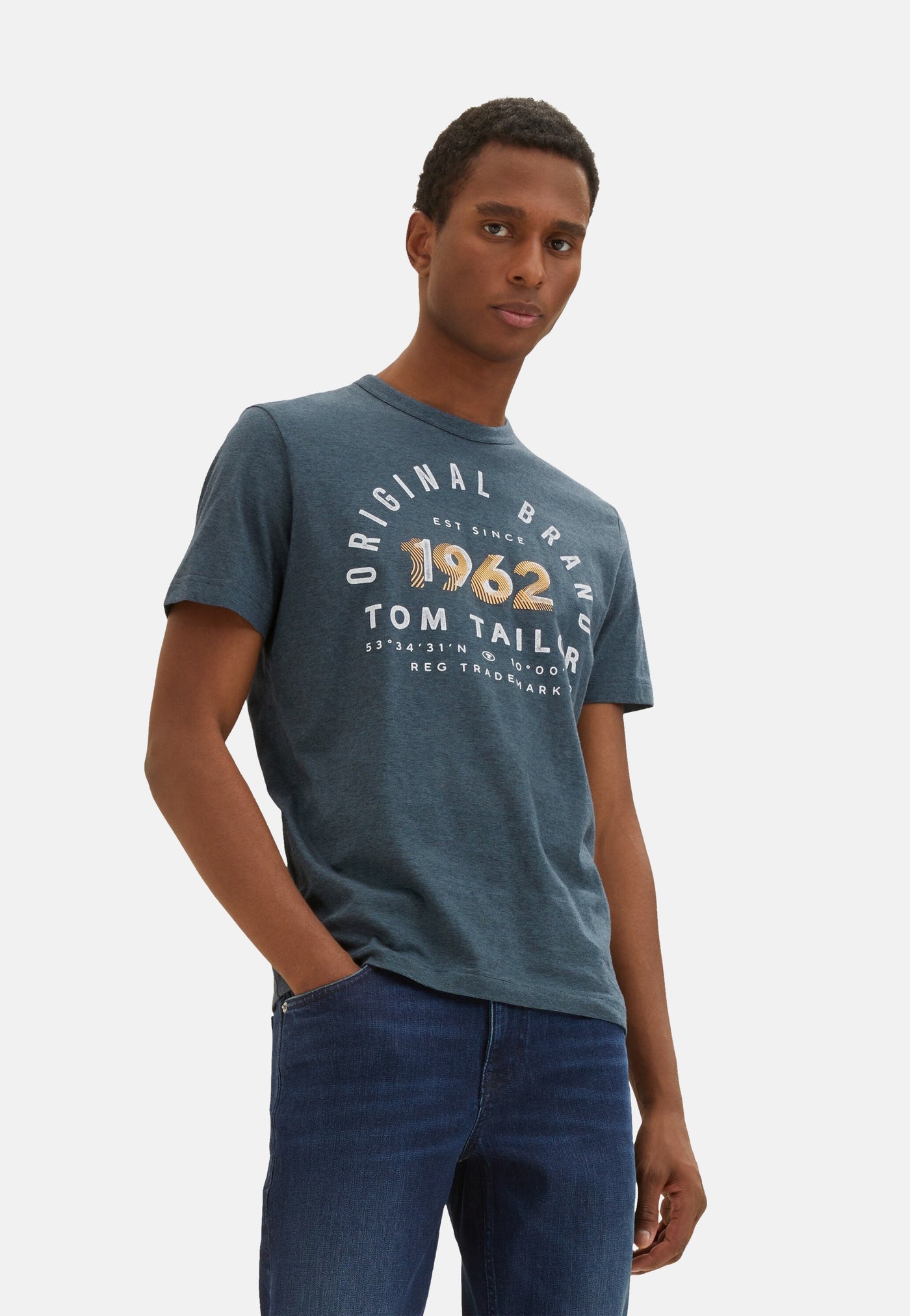 Tom Tailor Gestreiftes Kurzarmshirt mit Rundhalsausschnitt und Print