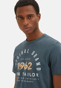 Tom Tailor Gestreiftes Kurzarmshirt mit Rundhalsausschnitt und Print