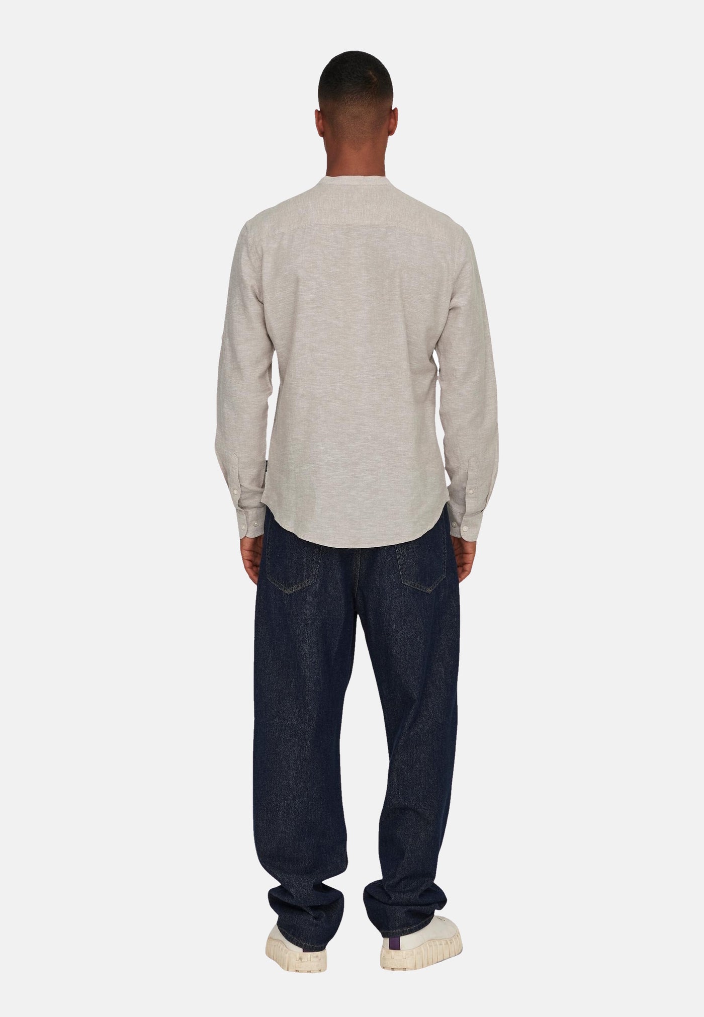 Only & Sons Slim Fit Freizeithemd Caiden Halfplackt mit Maokragen und kurzer Knopfleiste