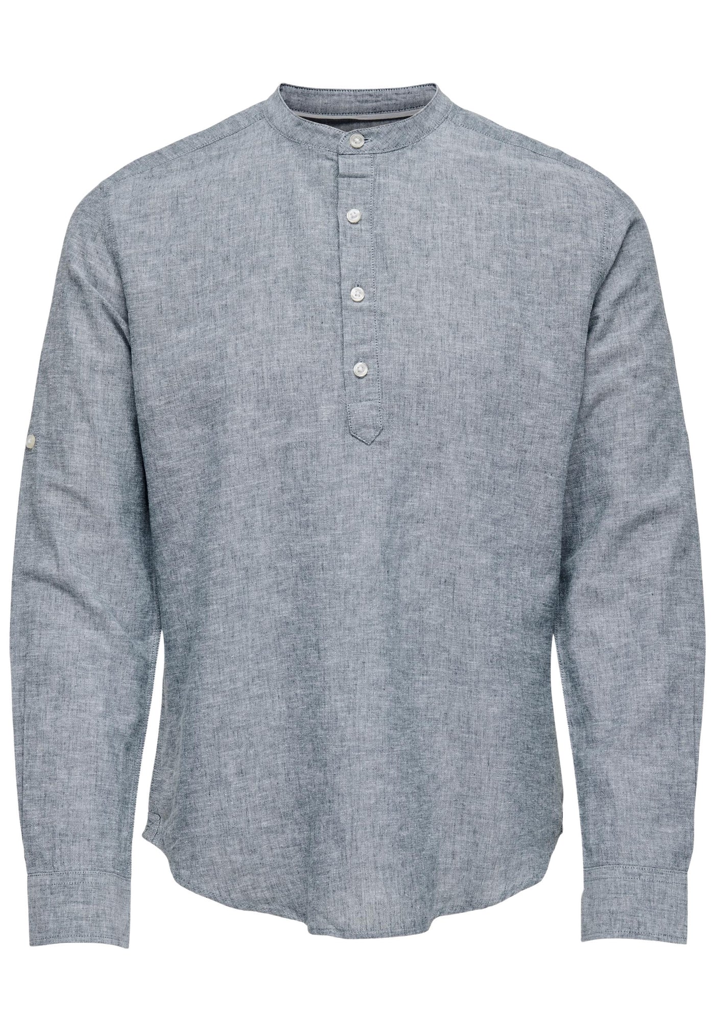 Only & Sons Slim Fit Freizeithemd Caiden Halfplackt mit Maokragen und kurzer Knopfleiste