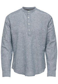 Only & Sons Slim Fit Freizeithemd Caiden Halfplackt mit Maokragen und kurzer Knopfleiste