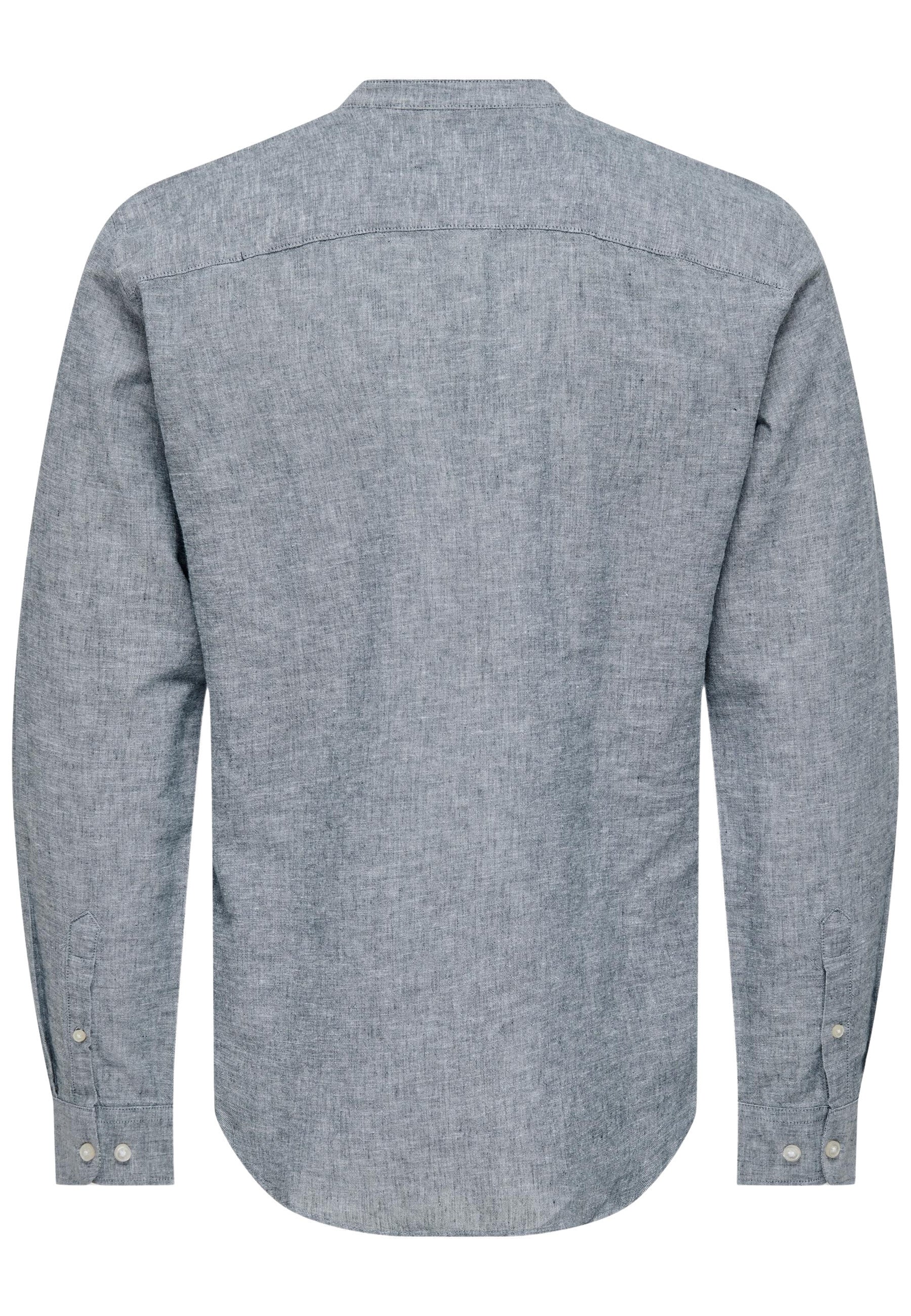 Only & Sons Slim Fit Freizeithemd Caiden Halfplackt mit Maokragen und kurzer Knopfleiste