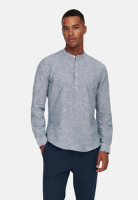 Only & Sons Slim Fit Freizeithemd Caiden Halfplackt mit Maokragen und kurzer Knopfleiste