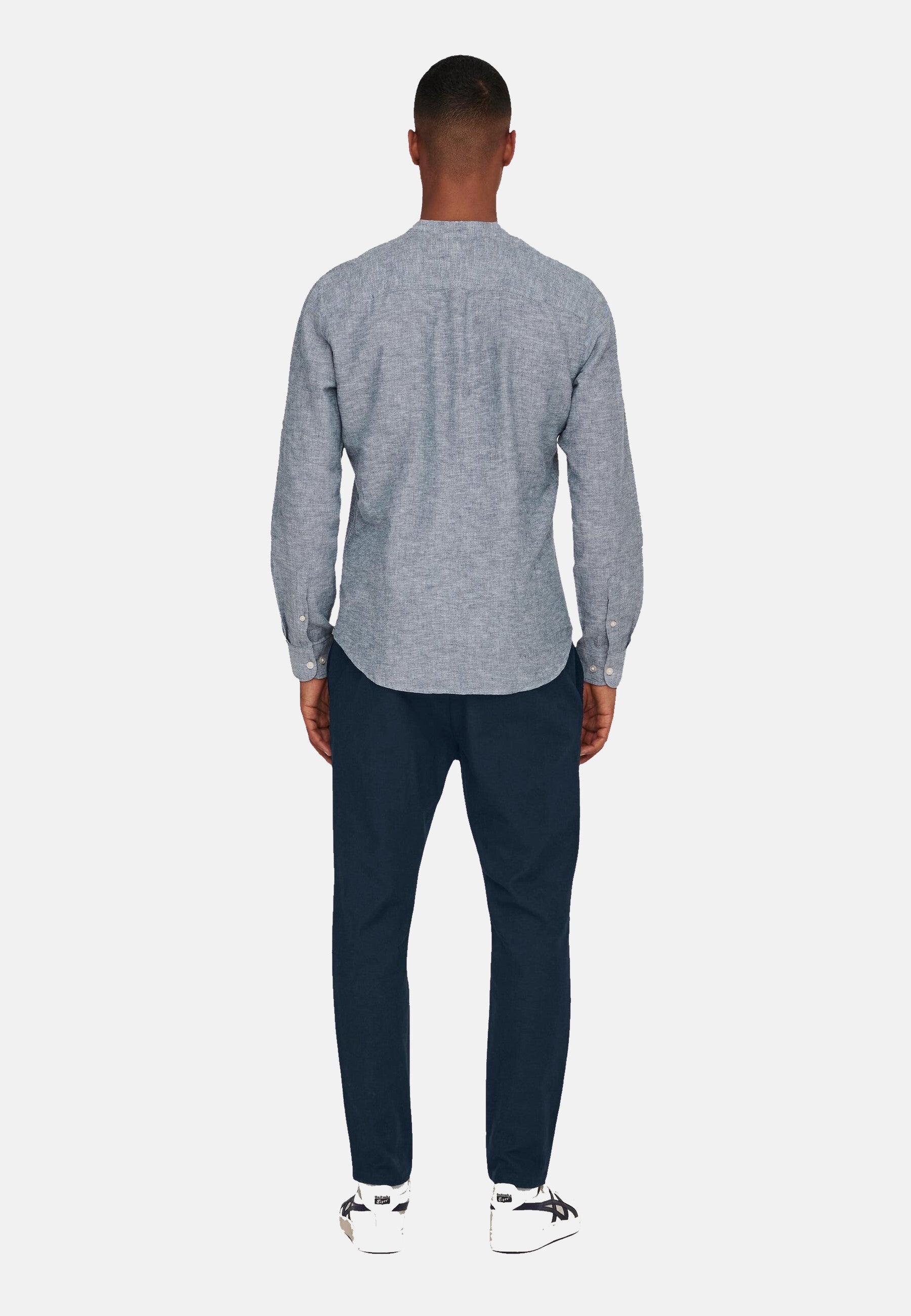 Only & Sons Slim Fit Freizeithemd Caiden Halfplackt mit Maokragen und kurzer Knopfleiste