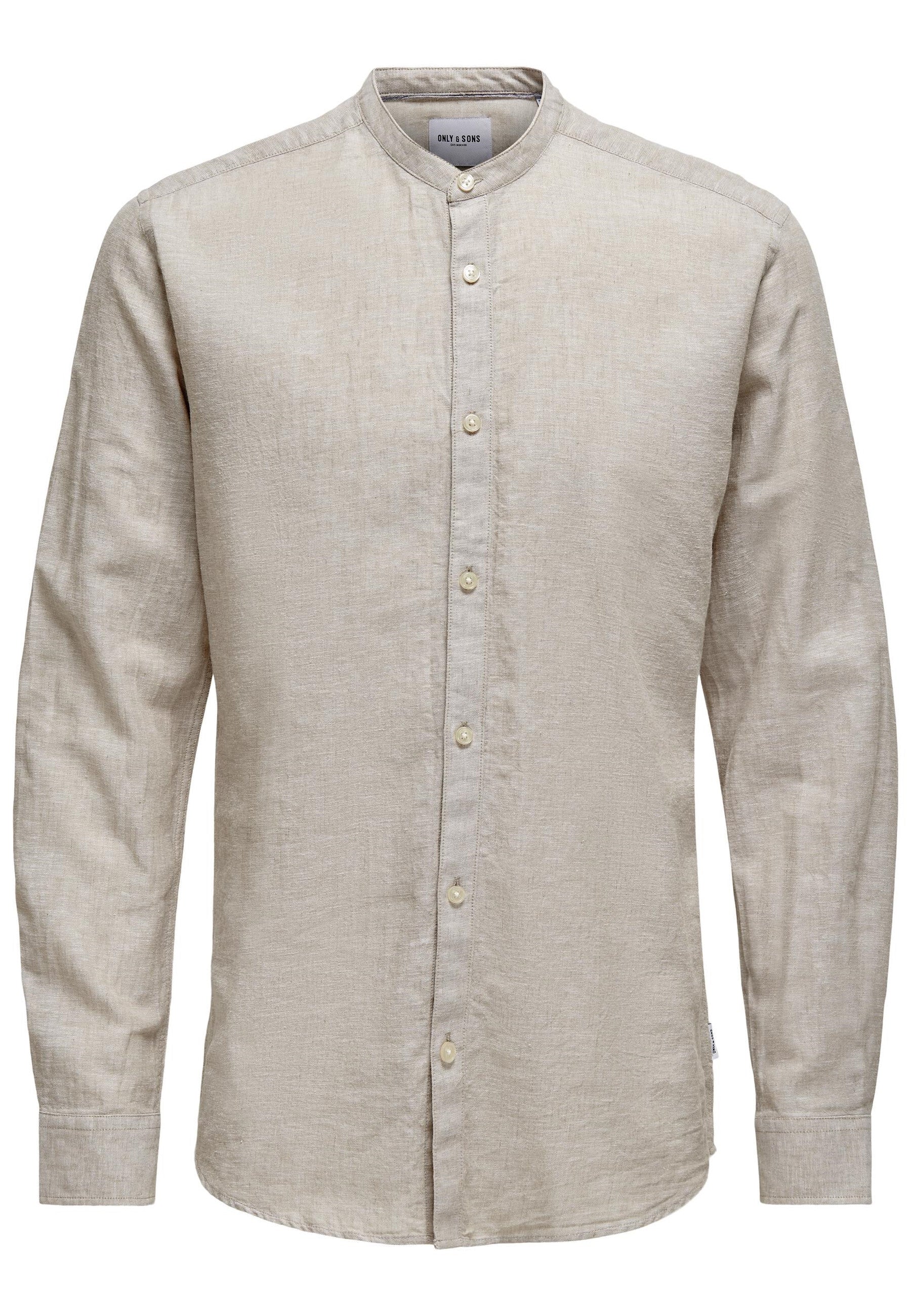 Only & Sons Slim Fit Freizeithemd Caiden Solid mit Maokragen und durchgehender Knopfleiste