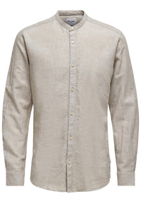 Only & Sons Slim Fit Freizeithemd Caiden Solid mit Maokragen und durchgehender Knopfleiste