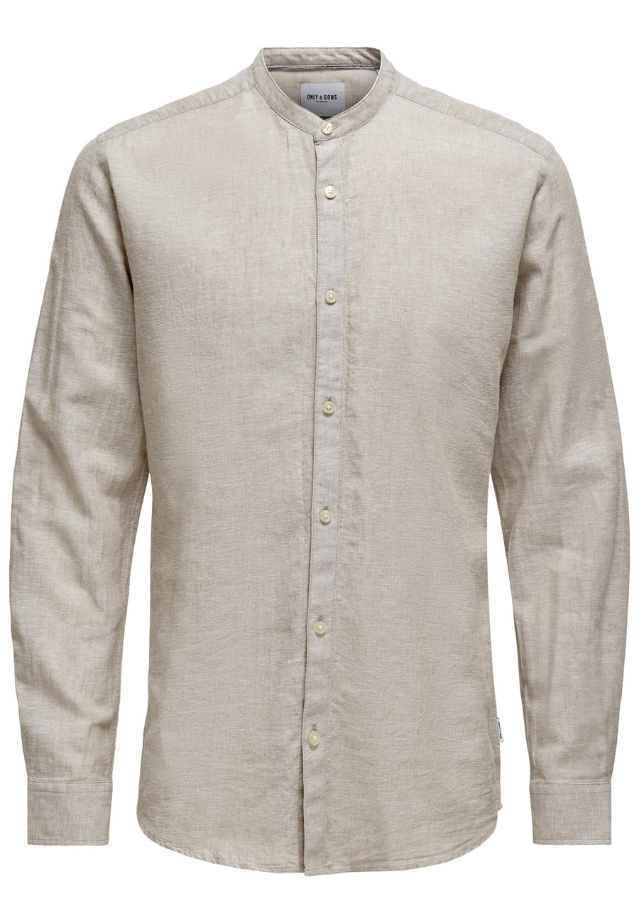 Only & Sons Slim Fit Freizeithemd Caiden Solid mit Maokragen und durchgehender Knopfleiste