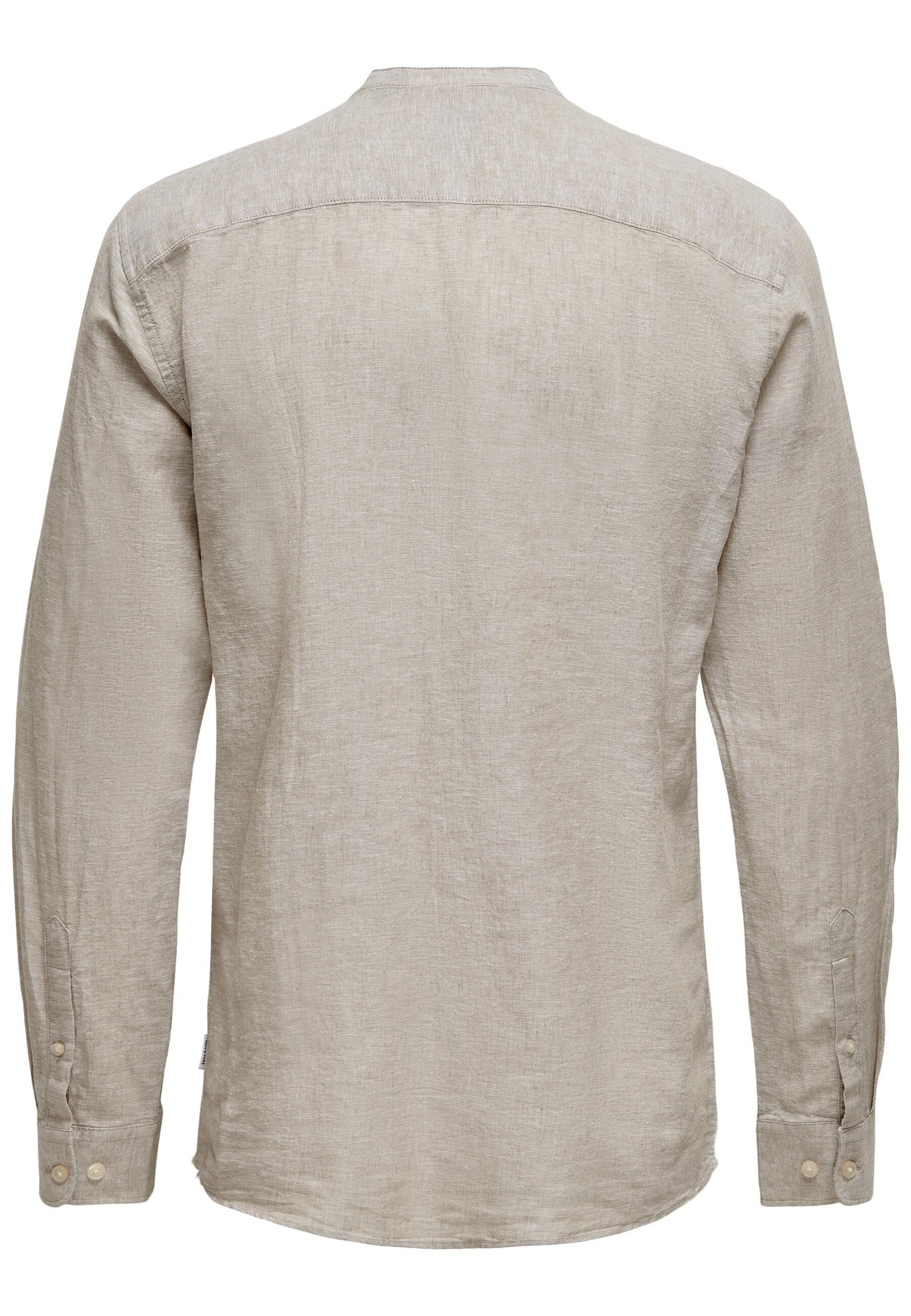 Only & Sons Slim Fit Freizeithemd Caiden Solid mit Maokragen und durchgehender Knopfleiste