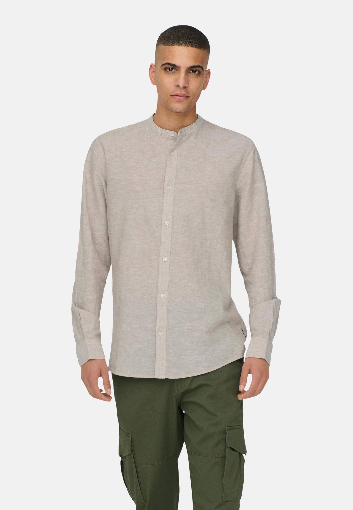 Only & Sons Slim Fit Freizeithemd Caiden Solid mit Maokragen und durchgehender Knopfleiste