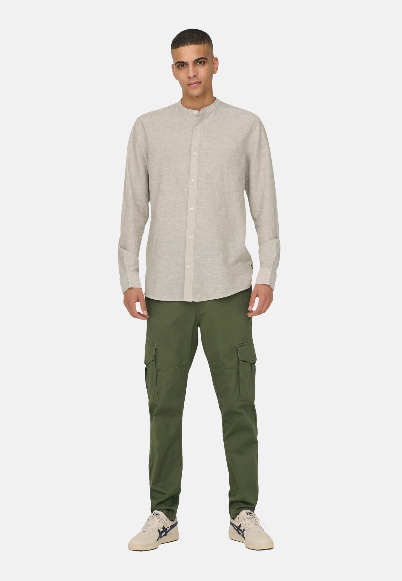 Only & Sons Slim Fit Freizeithemd Caiden Solid mit Maokragen und durchgehender Knopfleiste