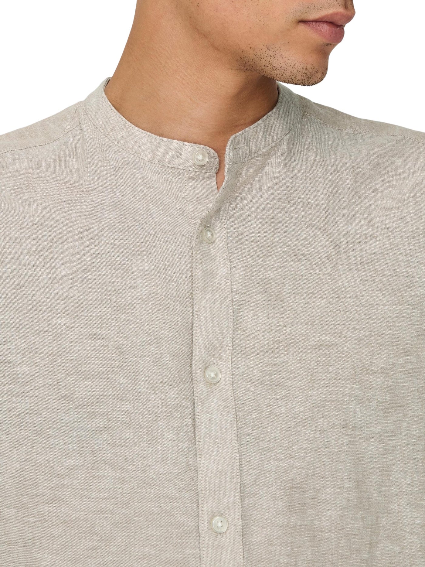 Only & Sons Slim Fit Freizeithemd Caiden Solid mit Maokragen und durchgehender Knopfleiste