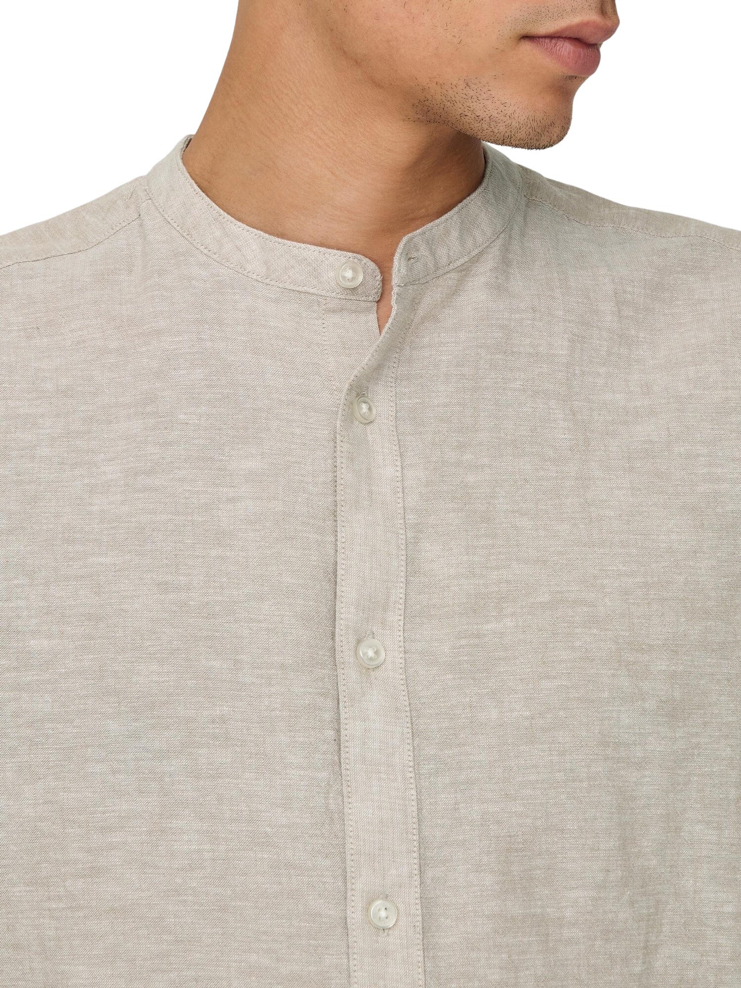 Only & Sons Slim Fit Freizeithemd Caiden Solid mit Maokragen und durchgehender Knopfleiste