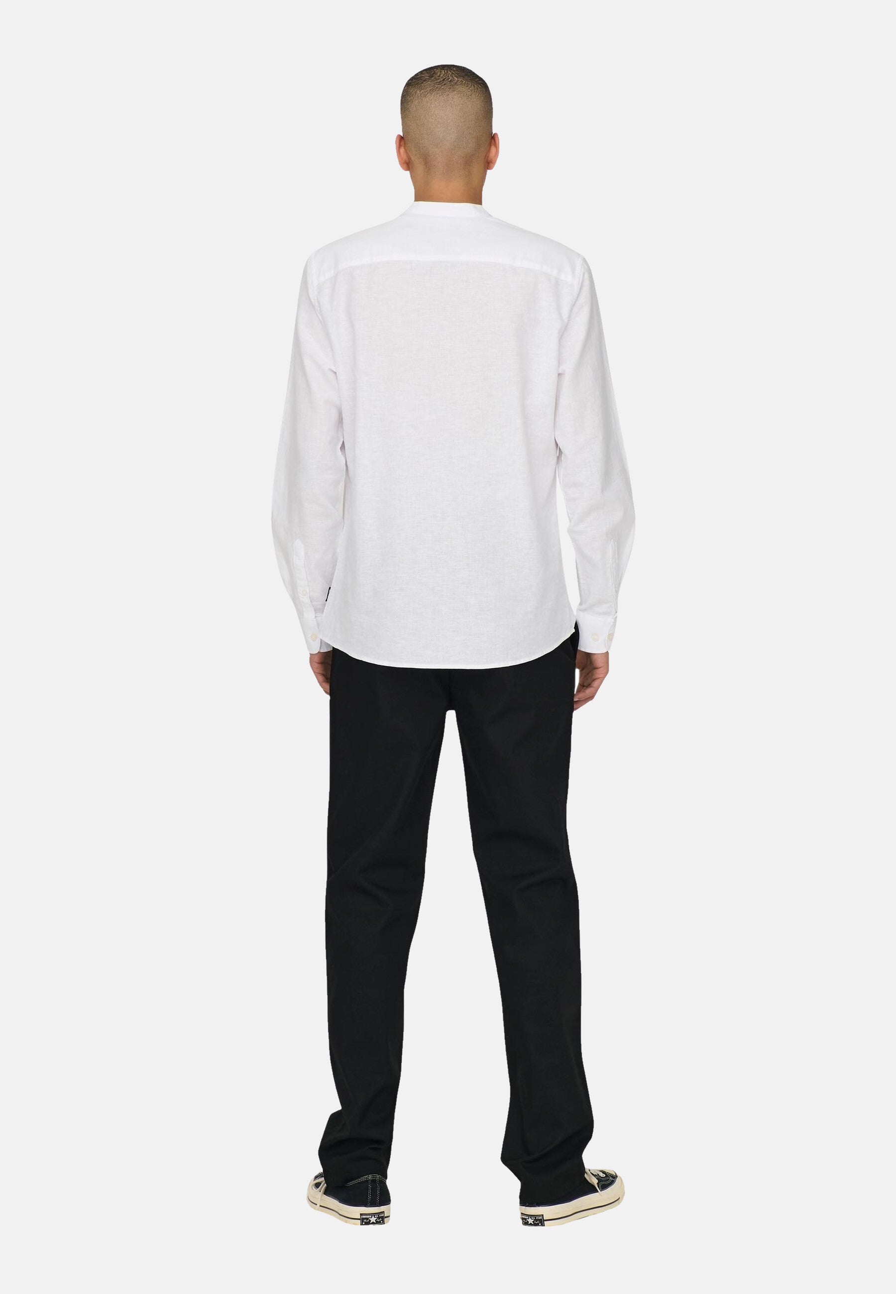 Only & Sons Slim Fit Freizeithemd Caiden Solid mit Maokragen und durchgehender Knopfleiste