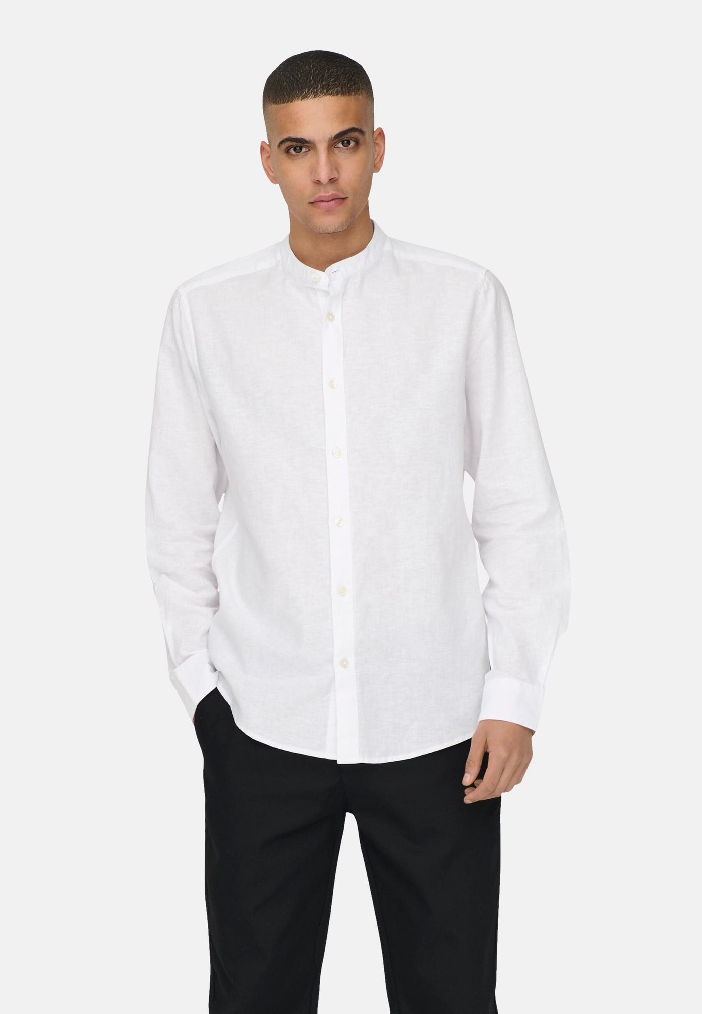 Only & Sons Slim Fit Freizeithemd Caiden Solid mit Maokragen und durchgehender Knopfleiste