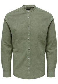 Only & Sons Slim Fit Freizeithemd Caiden Solid mit Maokragen und durchgehender Knopfleiste