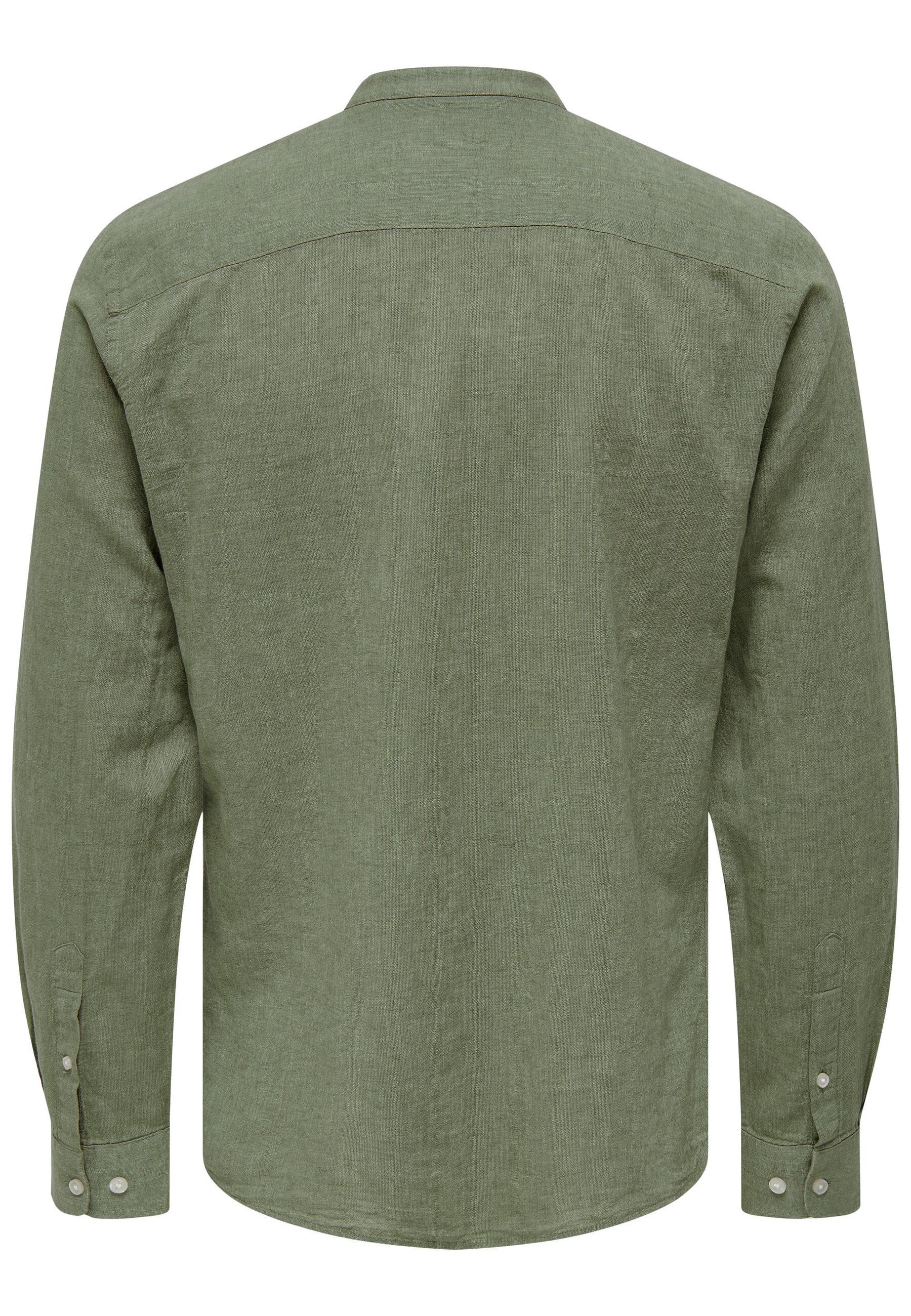 Only & Sons Slim Fit Freizeithemd Caiden Solid mit Maokragen und durchgehender Knopfleiste