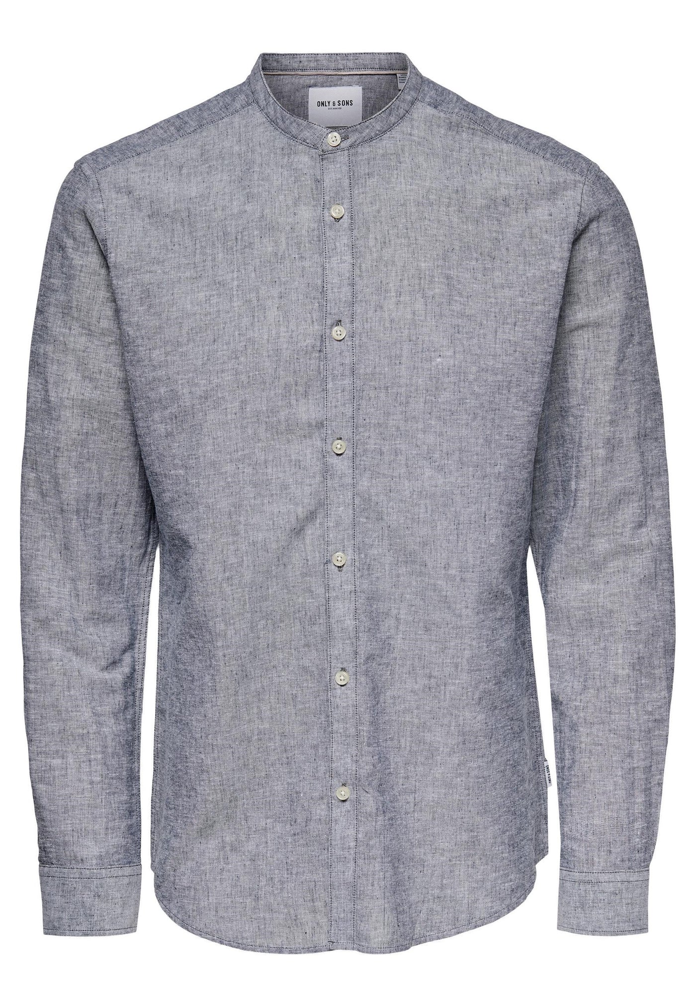 Only & Sons Slim Fit Freizeithemd Caiden Solid mit Maokragen und durchgehender Knopfleiste