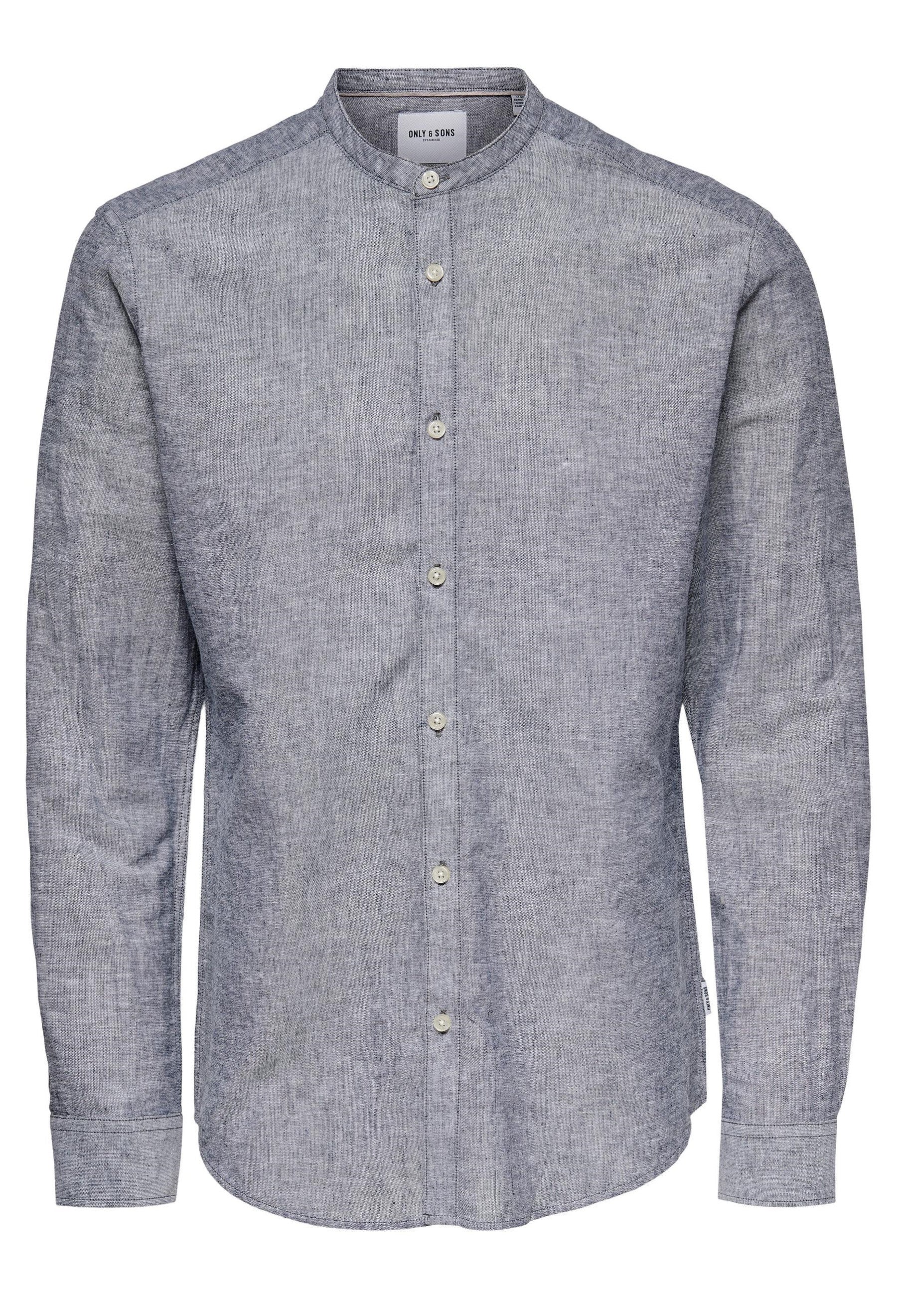 Only & Sons Slim Fit Freizeithemd Caiden Solid mit Maokragen und durchgehender Knopfleiste