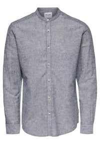 Only & Sons Slim Fit Freizeithemd Caiden Solid mit Maokragen und durchgehender Knopfleiste