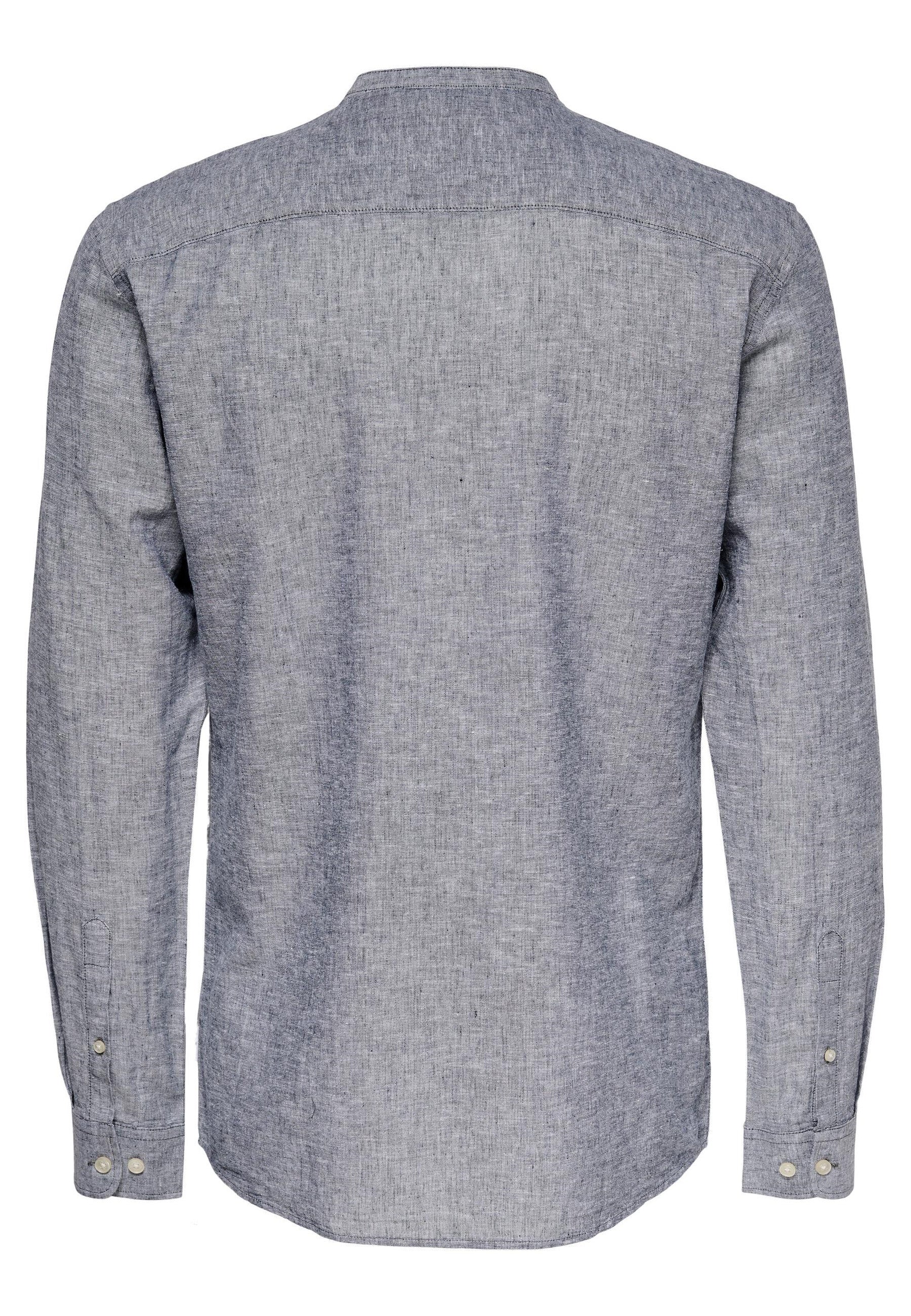 Only & Sons Slim Fit Freizeithemd Caiden Solid mit Maokragen und durchgehender Knopfleiste