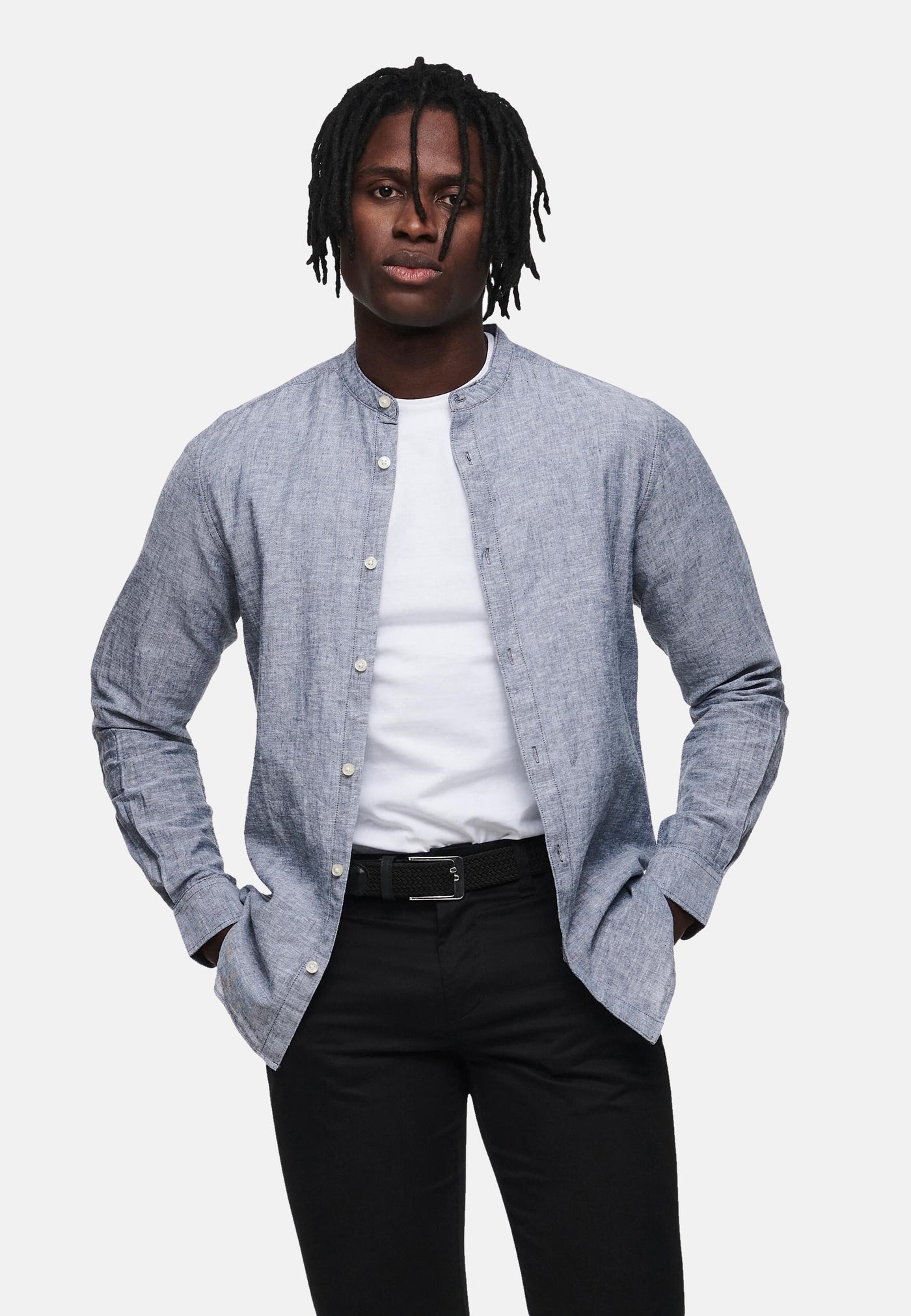 Only & Sons Slim Fit Freizeithemd Caiden Solid mit Maokragen und durchgehender Knopfleiste