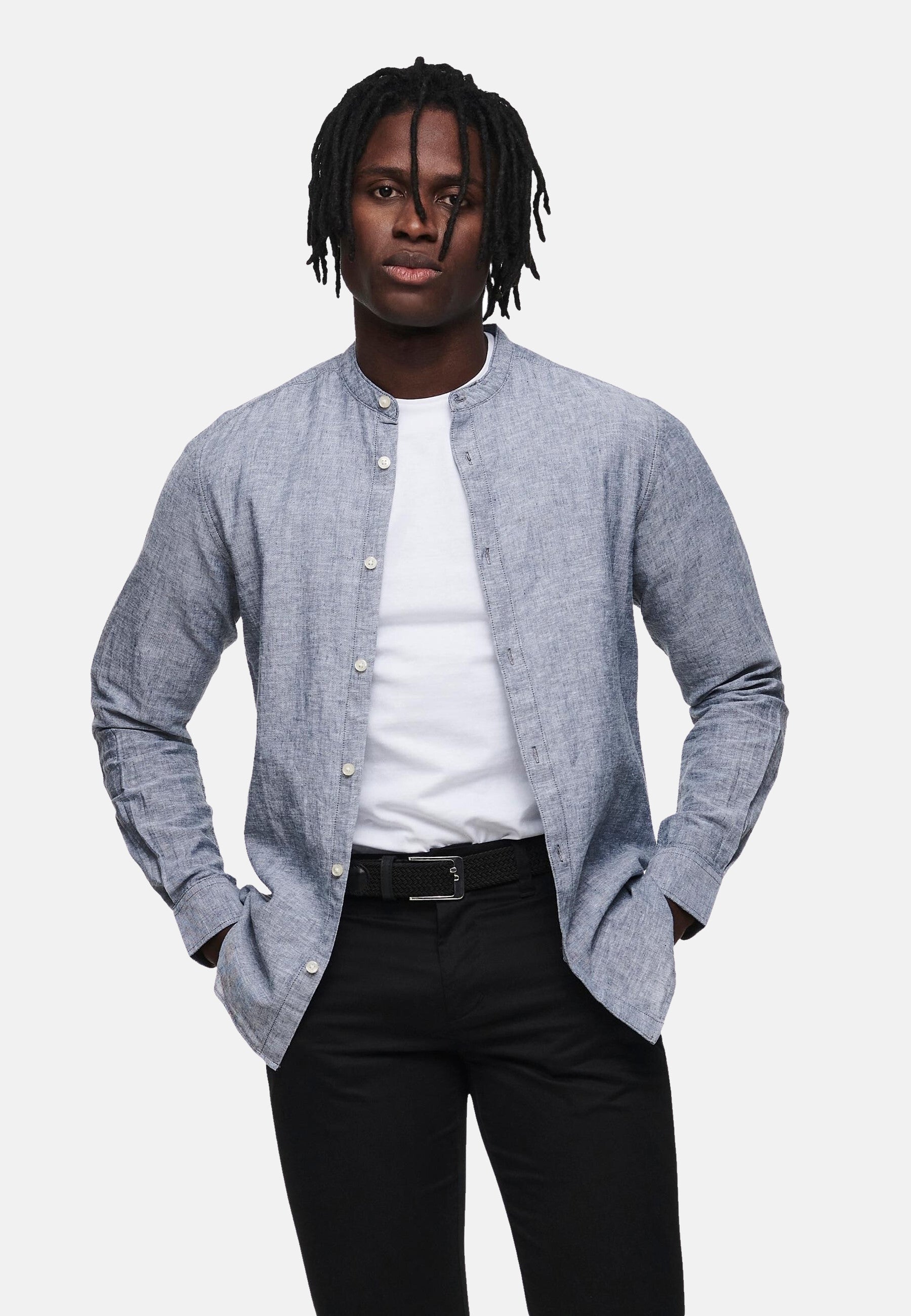 Only & Sons Slim Fit Freizeithemd Caiden Solid mit Maokragen und durchgehender Knopfleiste