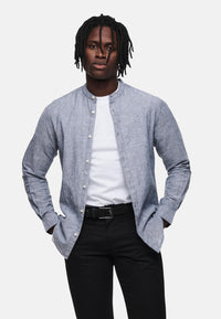 Only & Sons Slim Fit Freizeithemd Caiden Solid mit Maokragen und durchgehender Knopfleiste