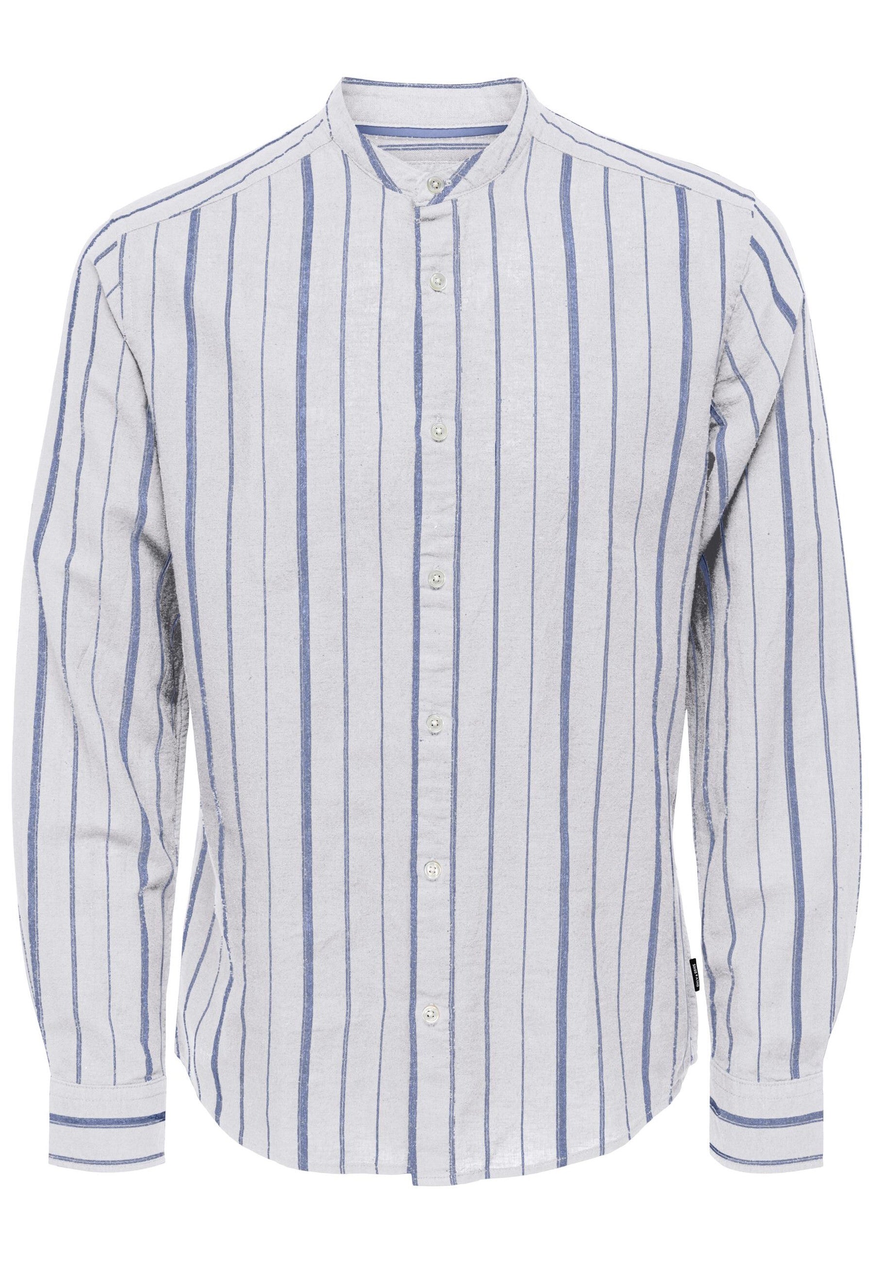 Only & Sons Slim Fit Freizeithemd Caiden Stripe mit Maokragen und durchgehender Knopfleiste
