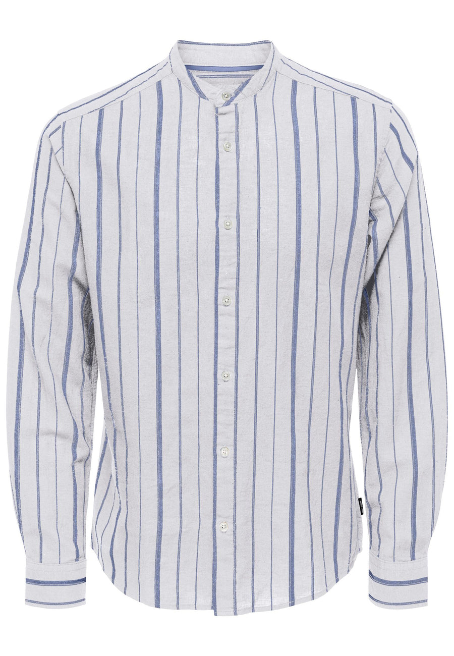 Only & Sons Slim Fit Freizeithemd Caiden Stripe mit Maokragen und durchgehender Knopfleiste
