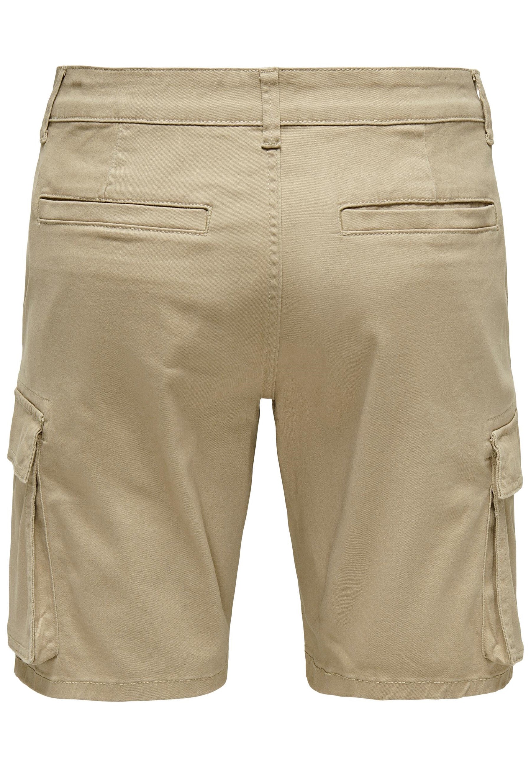 Only & Sons Regular-Fit-Cargoshorts Cam Stage mit seitlichen Eingrifftaschen und Leistentaschen am Gesäß in Regular Fit