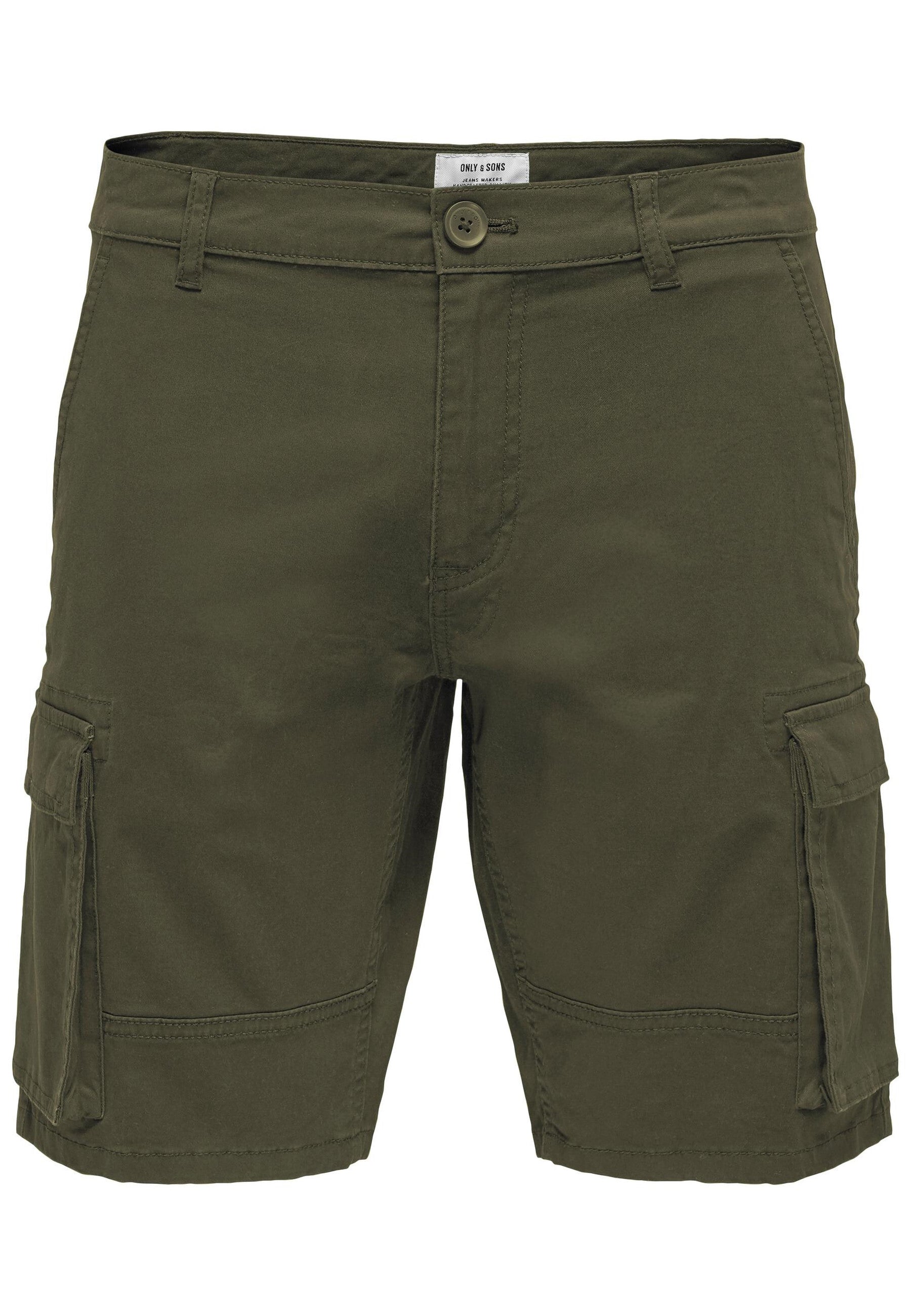 Only & Sons Regular-Fit-Cargoshorts Cam Stage mit seitlichen Eingrifftaschen und Leistentaschen am Gesäß in Regular Fit