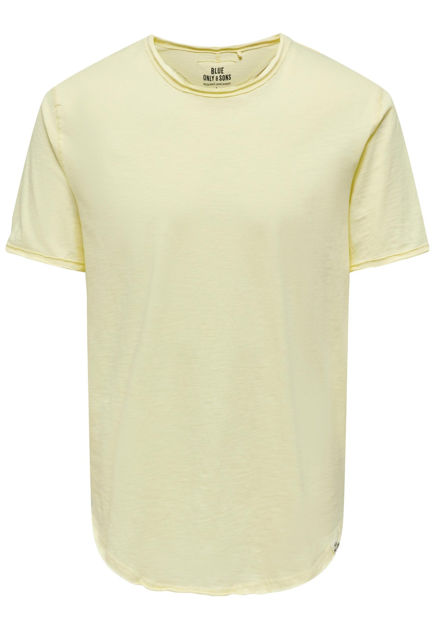 Only & Sons Kurzarmshirt Benne mit Rundhalsausschnitt, offene Kanten und Logo-Patch