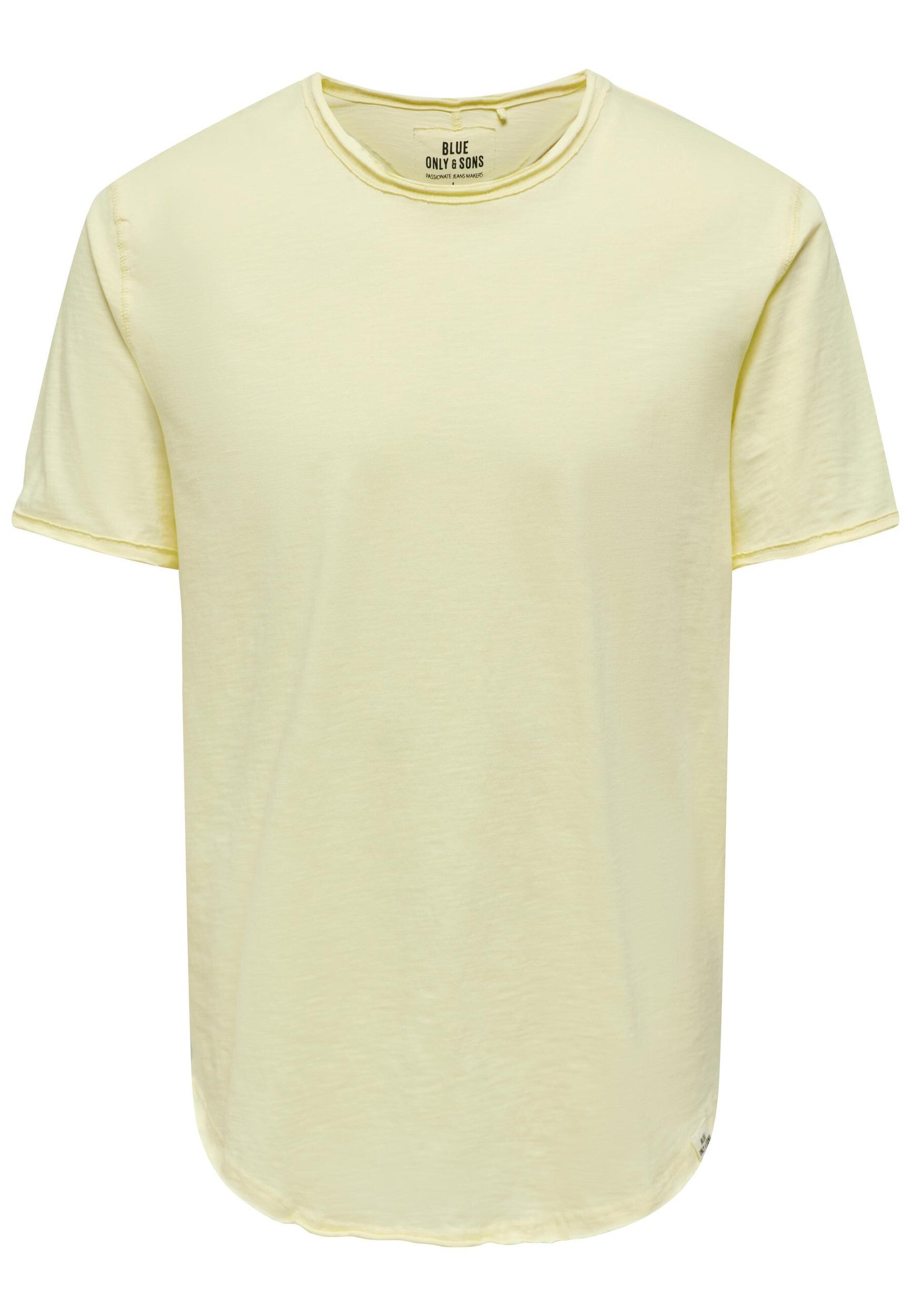 Only & Sons Kurzarmshirt Benne mit Rundhalsausschnitt, offene Kanten und Logo-Patch