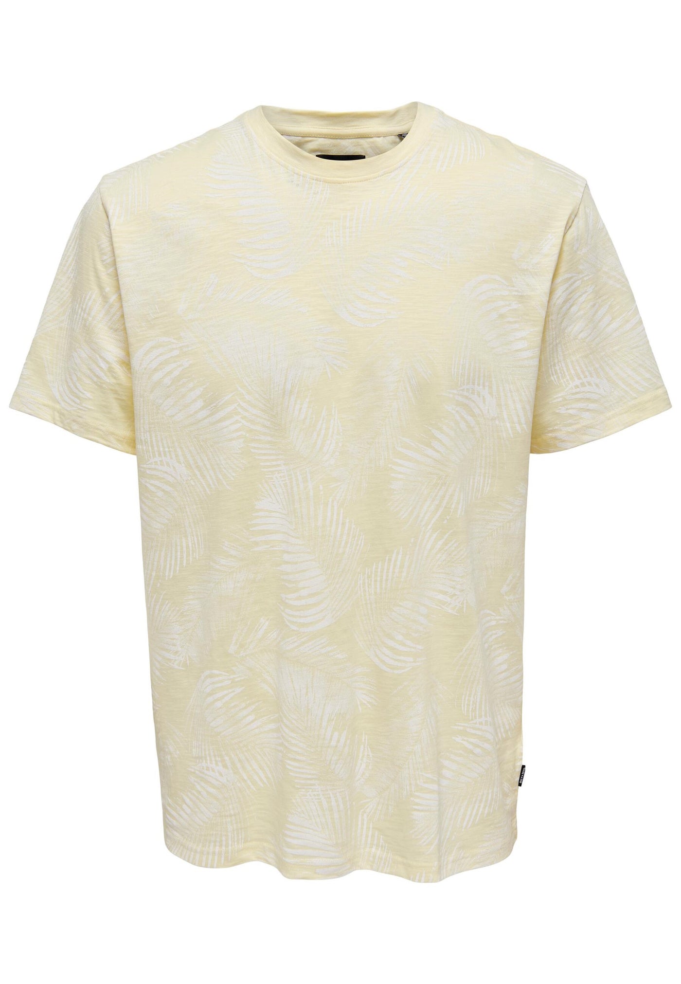 Only & Sons Kurzarmshirt Perry mit Rundhalsausschnitt, All-Over-Muster und Logo-Patch