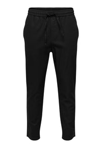 Only & Sons Unifarbene Stoffhose Linus mit elastischem Bund und seitlichen Eingrifftaschen in Regular Fit